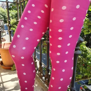 Pantyhose: Fuchsia with white polka dots
