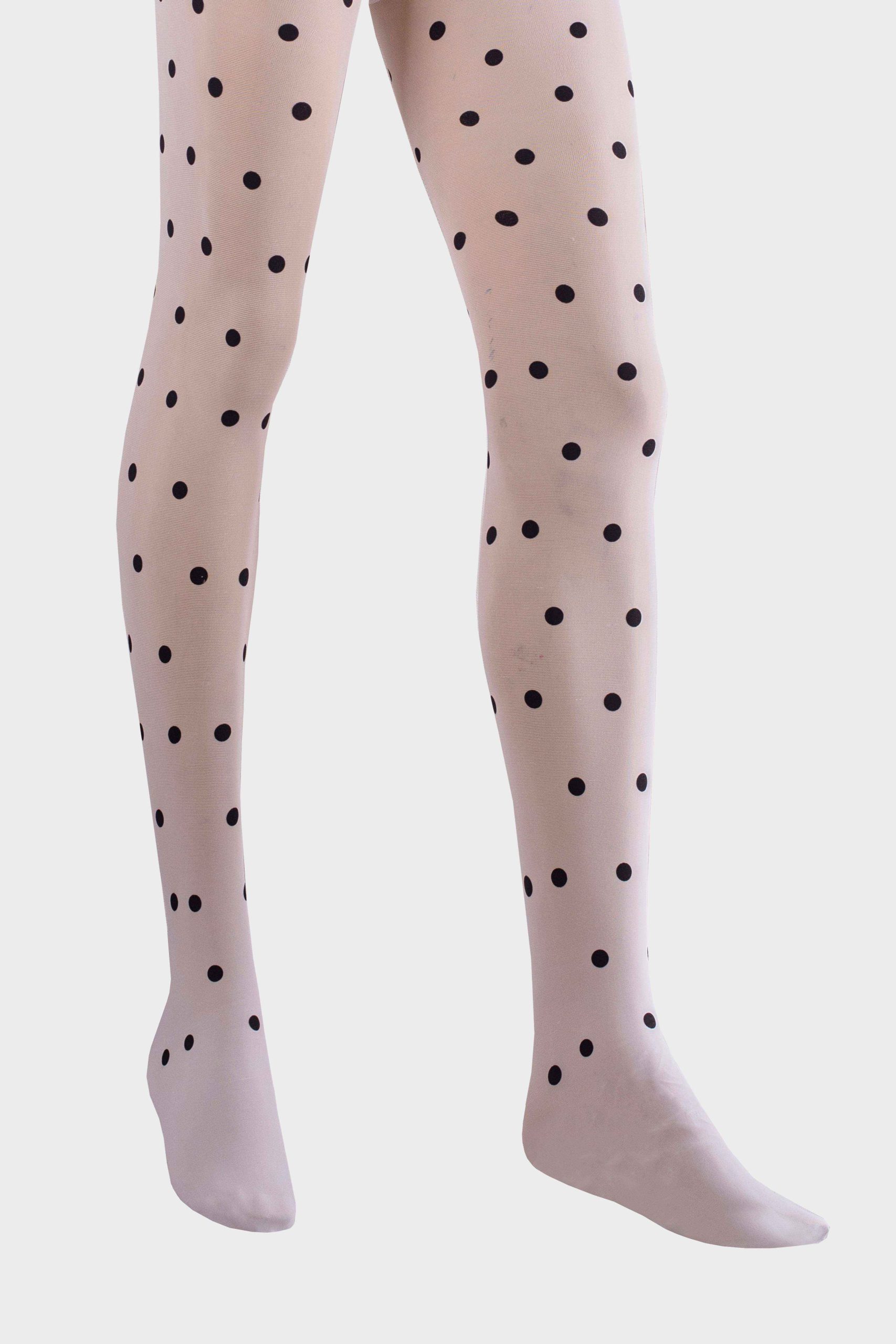 White Tights With Black Polka Dots 🏷 - Tattoo Tights