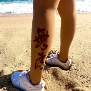 Women's nude stockings printed with Chinese letters tattoo effect