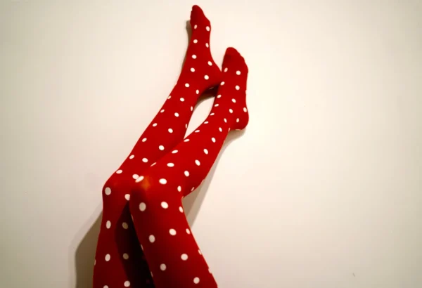pantyhose: Red with white dots