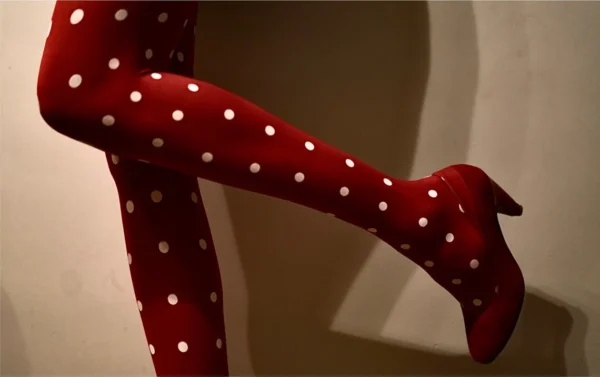 pantyhose: Red with white dots - Image 3