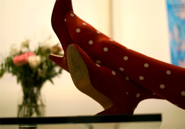 pantyhose: Red with white dots - Image 4