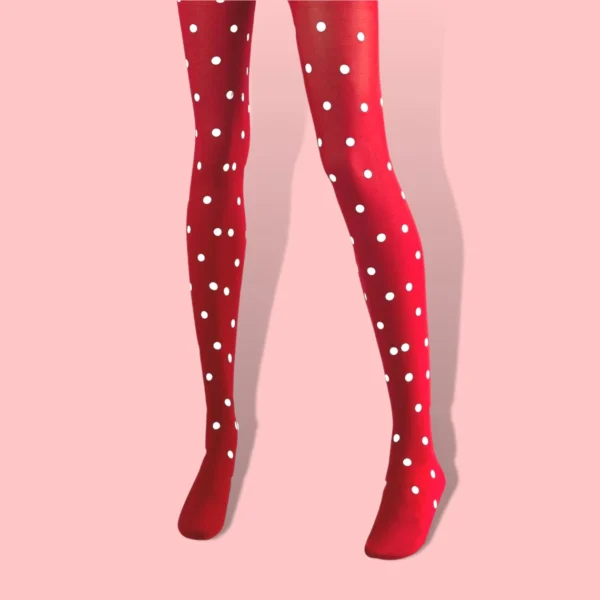 pantyhose: Red with white dots - Image 5