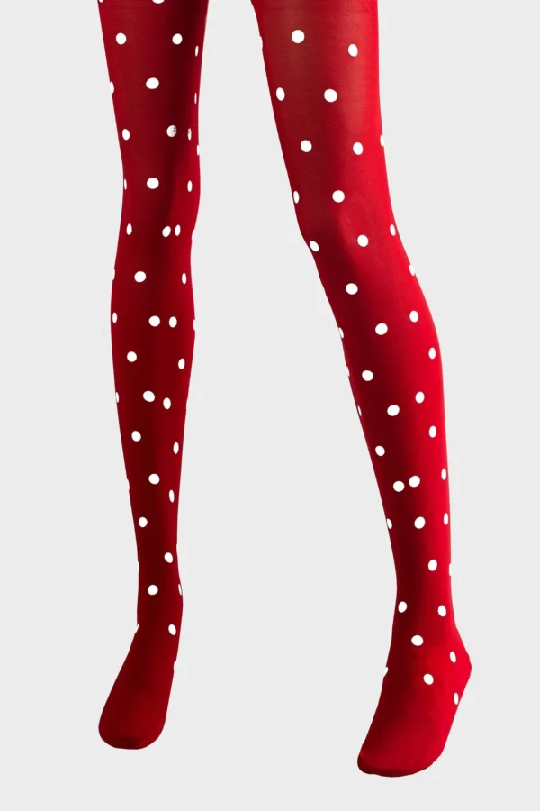 pantyhose: Red with white dots - Image 7