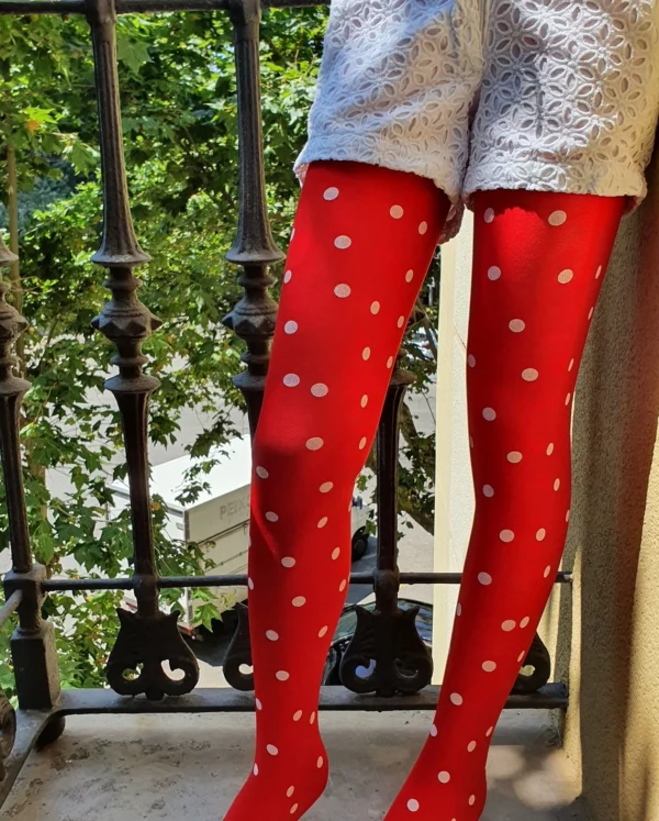 pantyhose: Red with white dots - Image 8