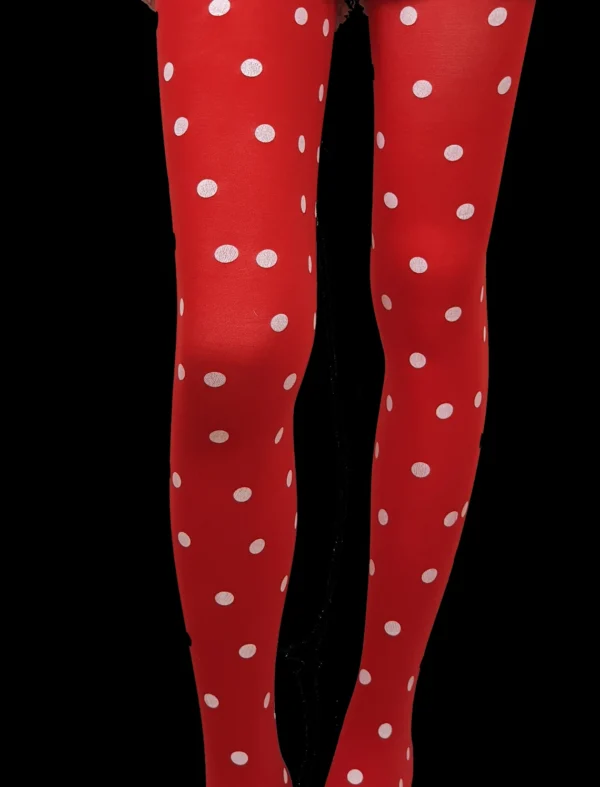 pantyhose: Red with white dots - Image 9