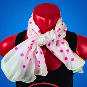 Pañuelo de seda natural con lunares fucsia