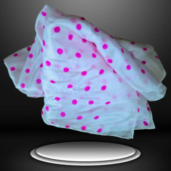 Silk scarf with fuchsia polka dots - Image 2
