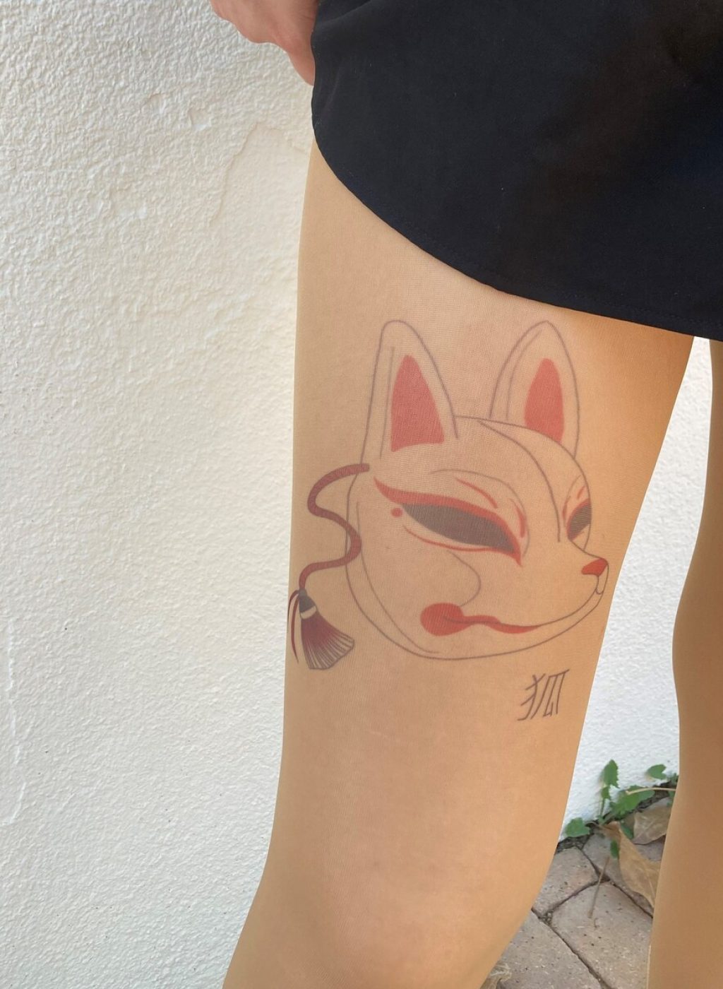 Tattoo tights fox mask 3